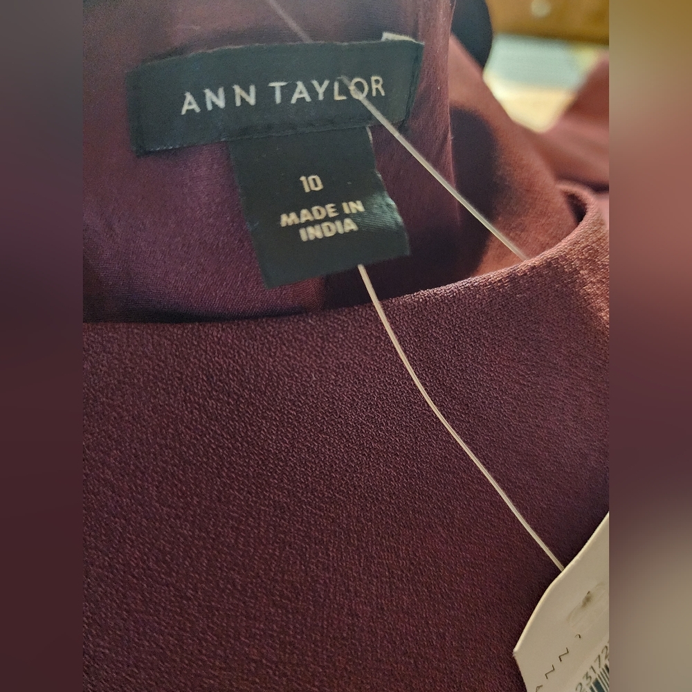 Ann Taylor Deep Plum Long Sleeve Dress Size 10 NWT - Picture 5 of 12